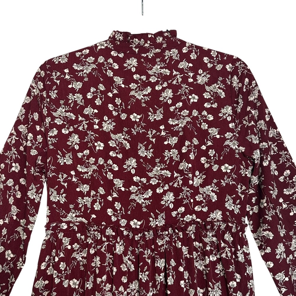 Ivy City Dress Lisbeth Floral Tiered Ruffle High Low Burgundy‎ M Cottagecore - Picture 14 of 15
